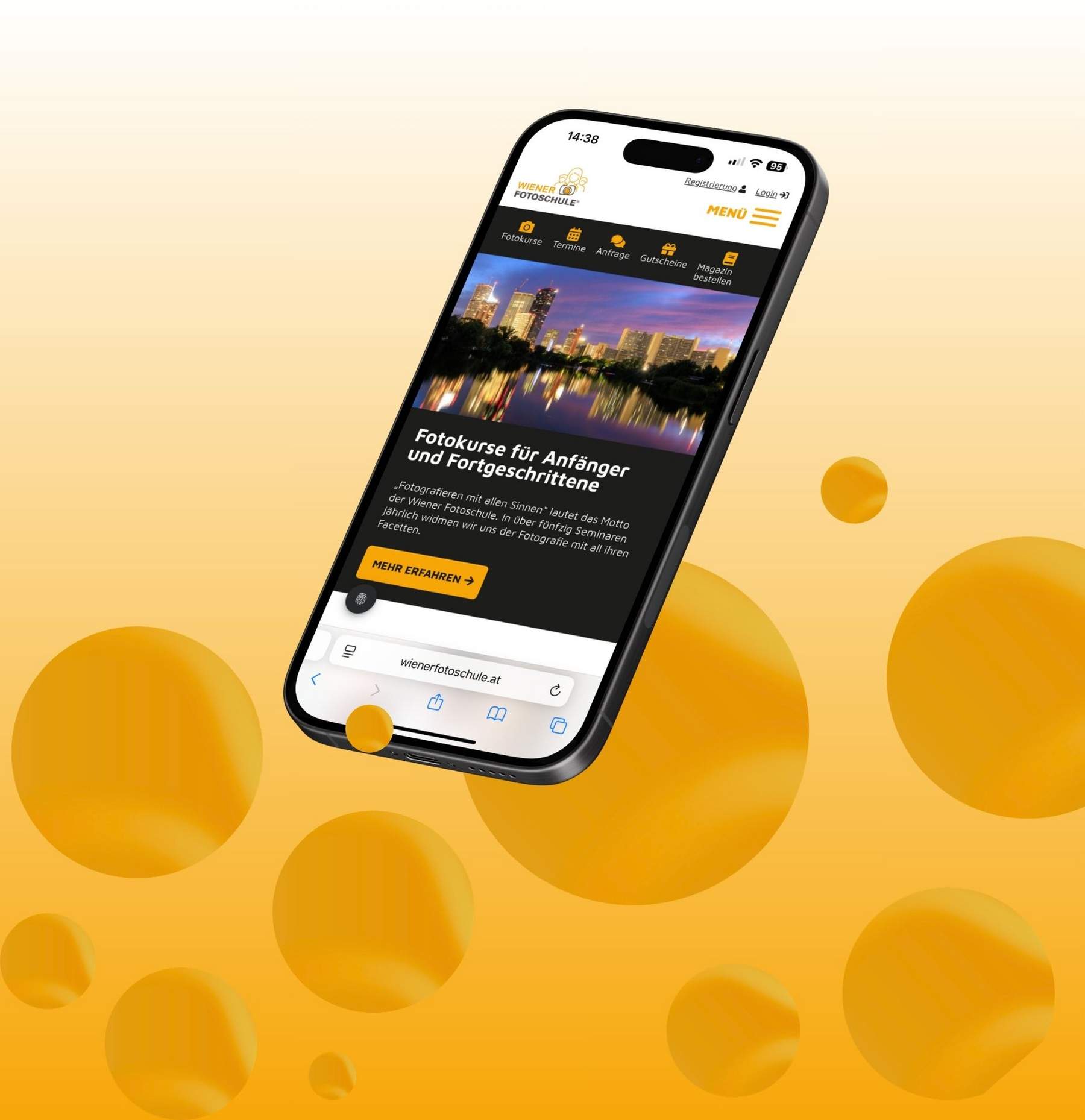 Website der Wiener Fotoschule mit integriertem Buchungssystem